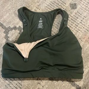 Senita Athletics Everyday Go with the Flow Dark Green Nursing Sports Bra